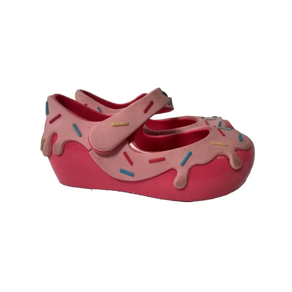 Mini Melissa Toddler Girls Size 5 Pink Donut Sprinkle Jelly Mary Jane Shoes